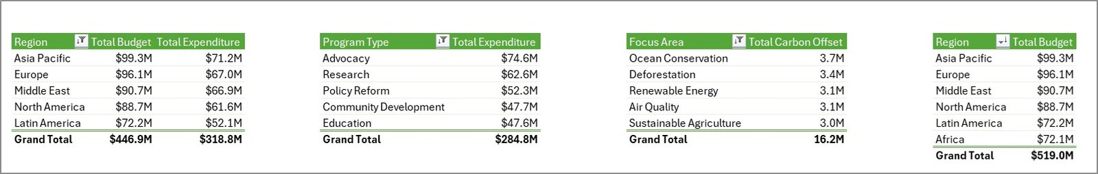Climate Change NGOs Dashboard in Excel - Image 9