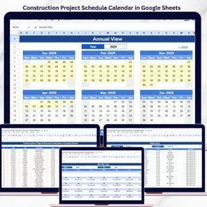 Construction Project Schedule Calendar in Google Sheets