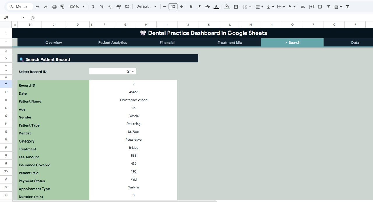 Dental Practice Dashboard in Google Sheets - Image 6