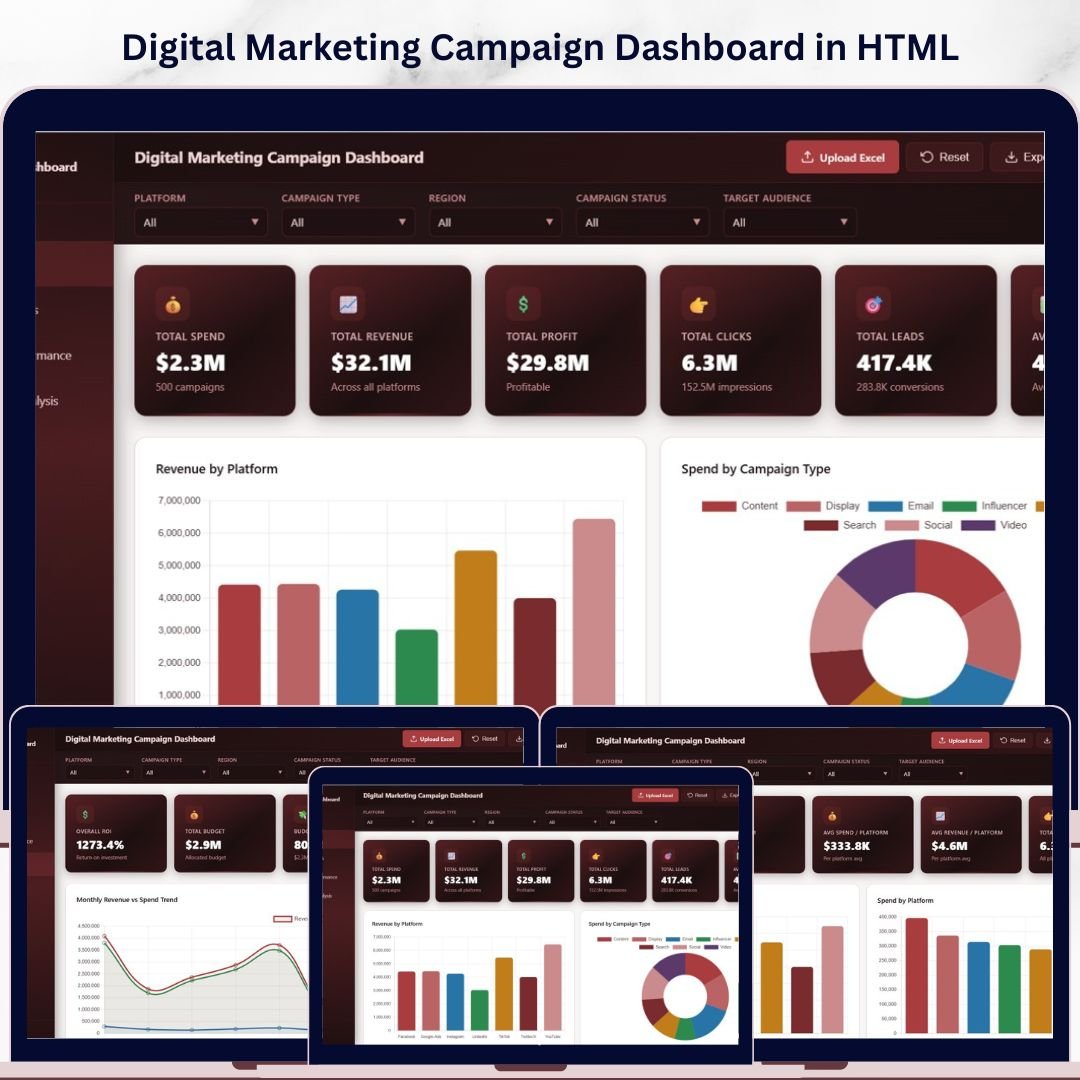 Digital Marketing Campaign Dashboard in HTML