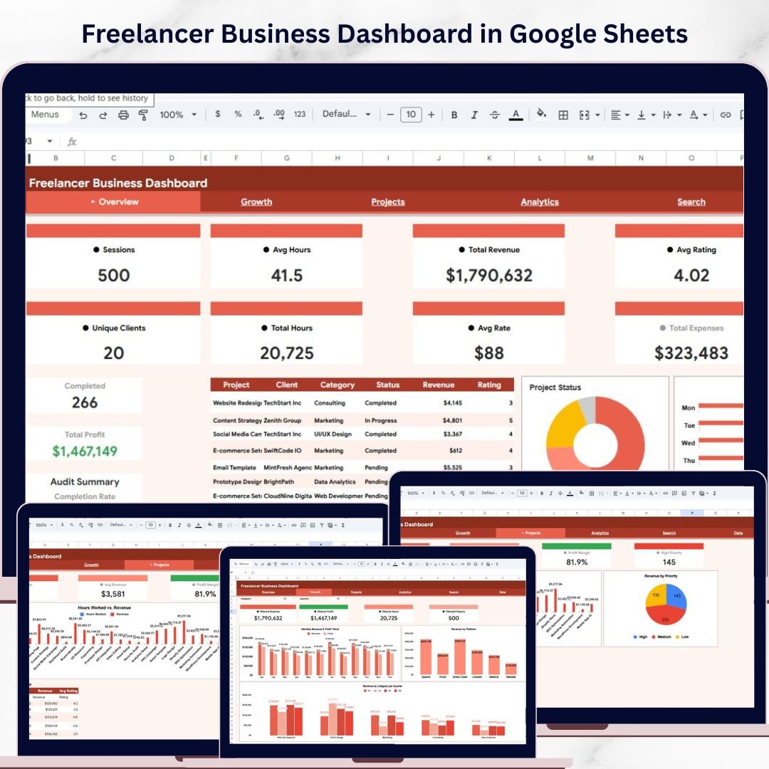 Freelancer Business Dashboard in Google Sheets