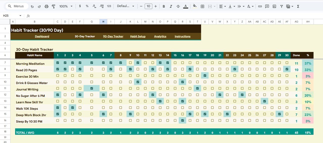 Habit Tracker - 30-Day Tracker