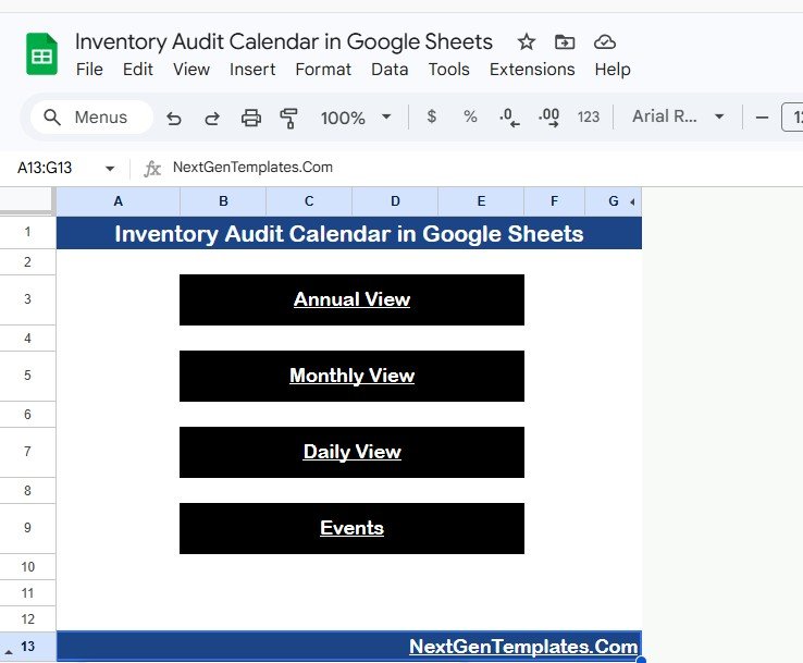 Inventory Audit Calendar in Google Sheets