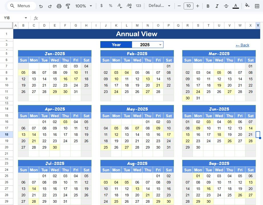 Inventory Audit Calendar - Annual View Sheet