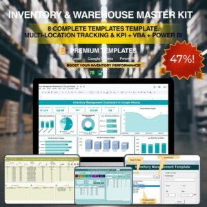 Inventory & Warehouse Master Kit – 8 Premium Excel + Google Sheets + VBA Templates (Save 47%)