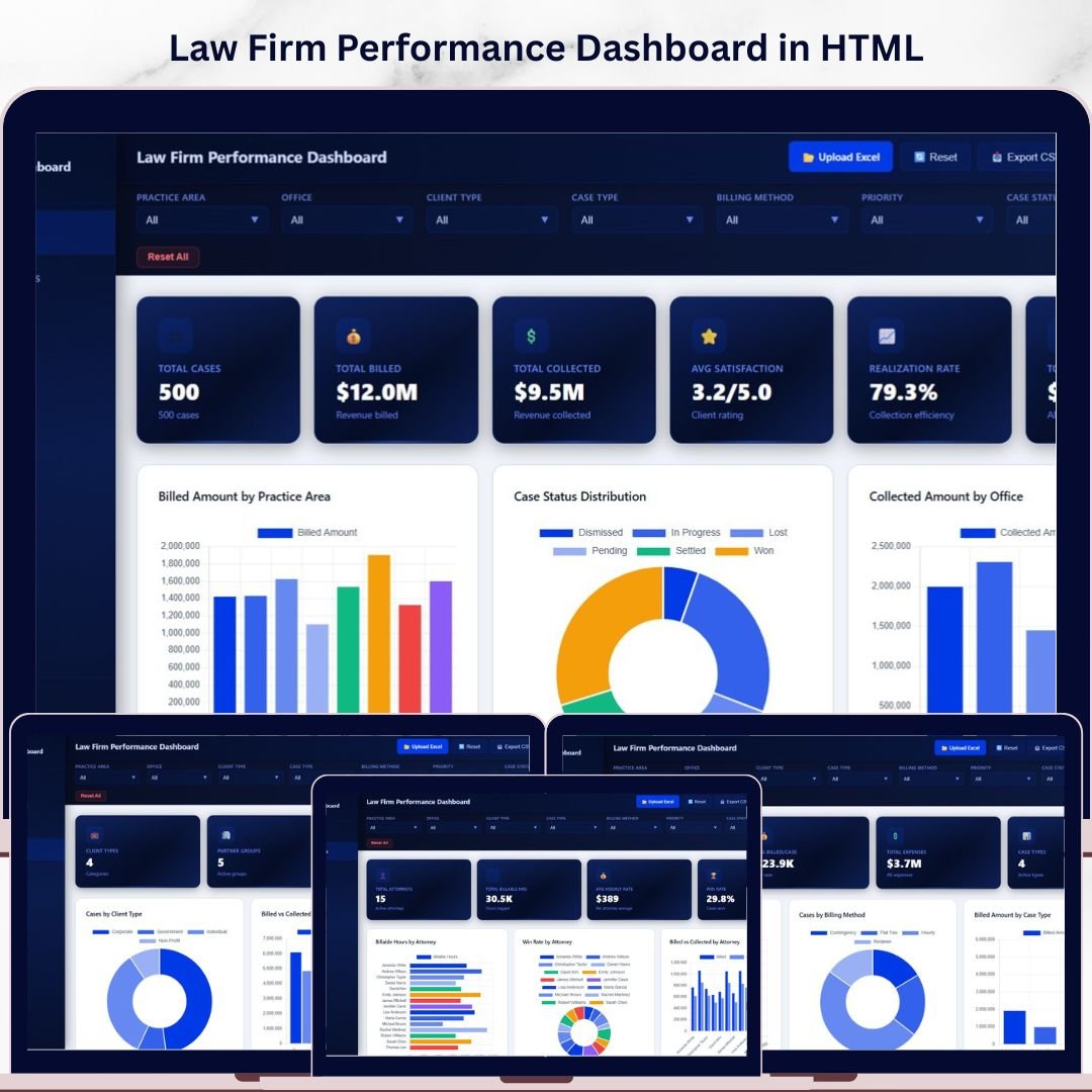 Law Firm Performance Dashboard in HTML