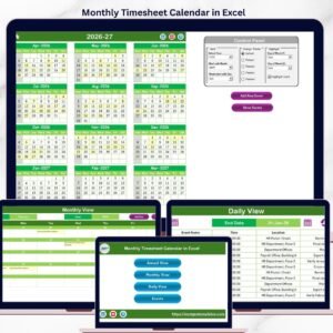 Monthly Timesheet Calendar in Excel