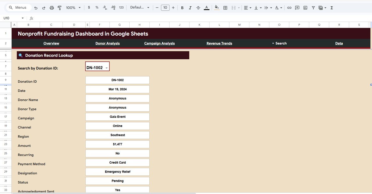Nonprofit Fundraising Dashboard - Search Page