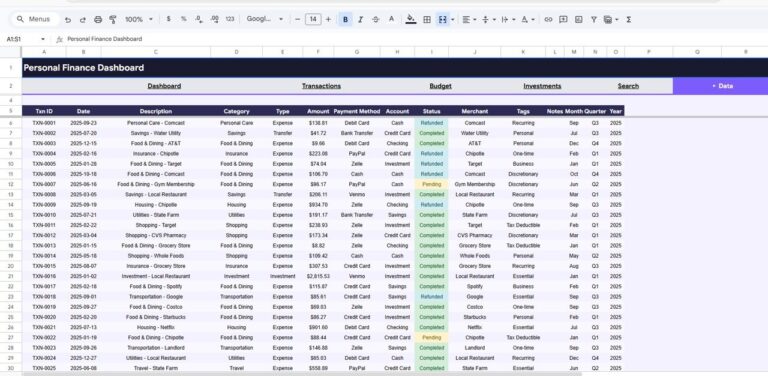 Personal Finance Dashboard in Google Sheets - Next Gen Templates