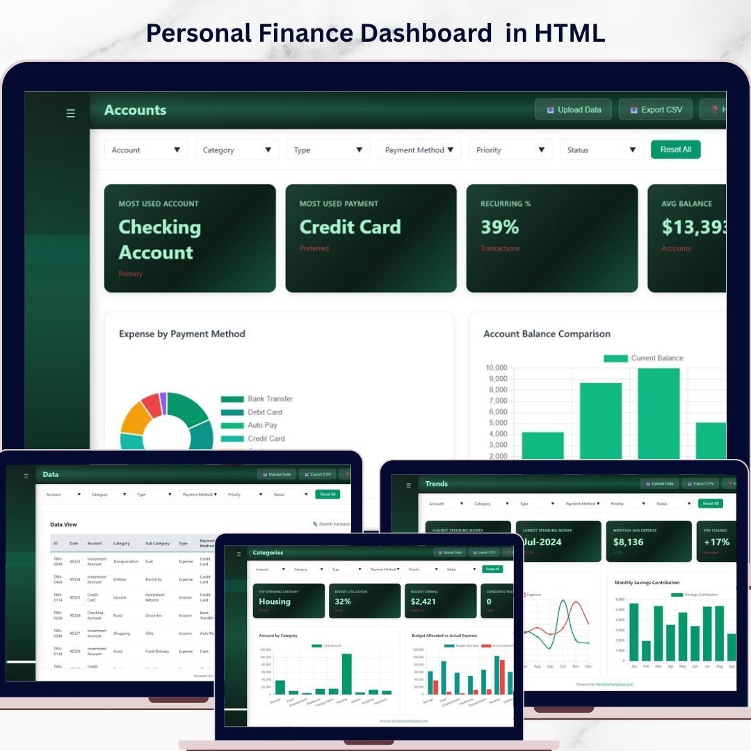 Personal Finance Dashboard in HTML