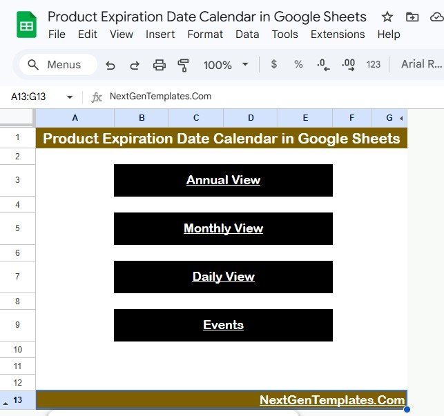 Product Expiration Date Calendar in Google Sheets