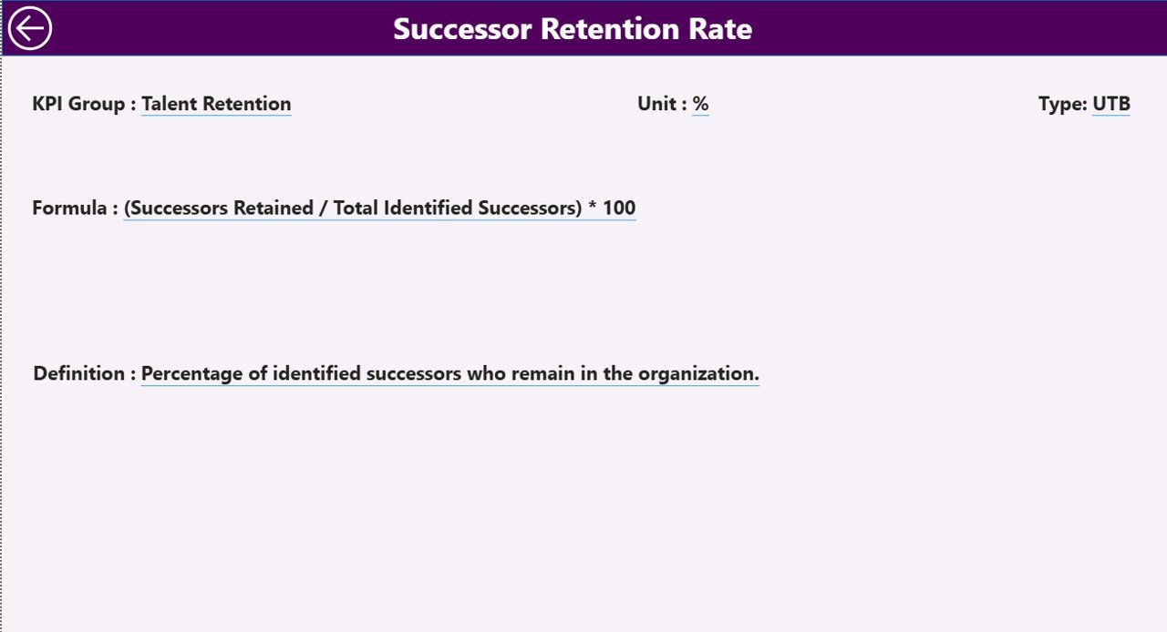 Succession Planning KPI Dashboard in Power BI - KPI Definition Page