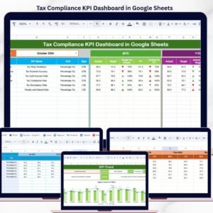 Tax Compliance KPI Dashboard in Google Sheets