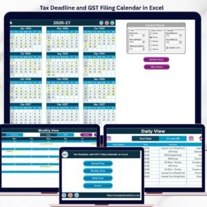 Tax Deadline and GST Filing Calendar in Excel