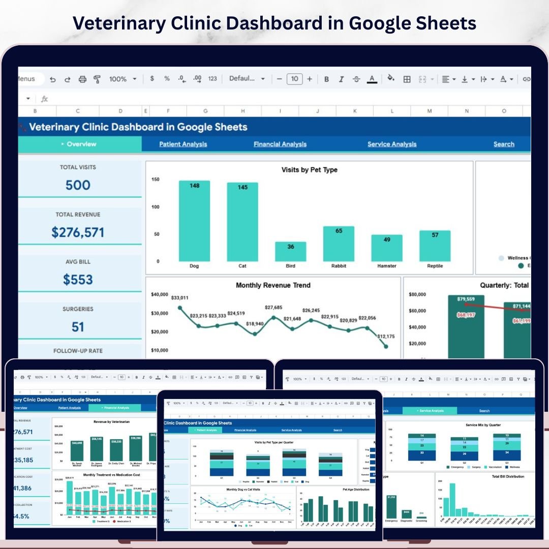 Veterinary Clinic Dashboard in Google Sheets