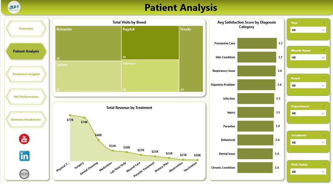 Veterinary Clinic Dashboard in Power BI - Patient Analysis
