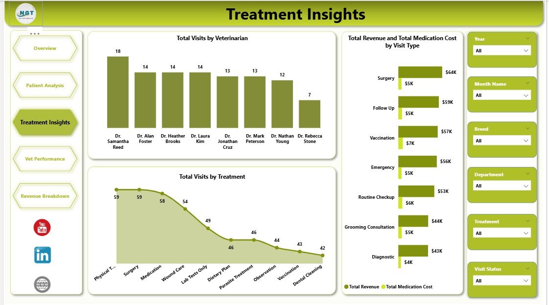 Veterinary Clinic Dashboard in Power BI - Treatment Insights