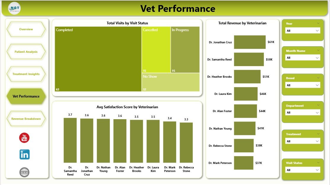 Veterinary Clinic Dashboard in Power BI - Vet Performance