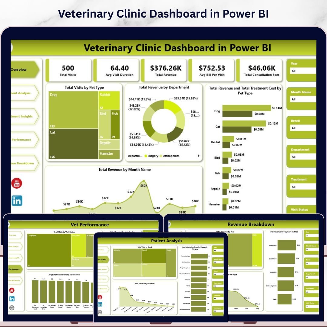 Veterinary Clinic Dashboard in Power BI