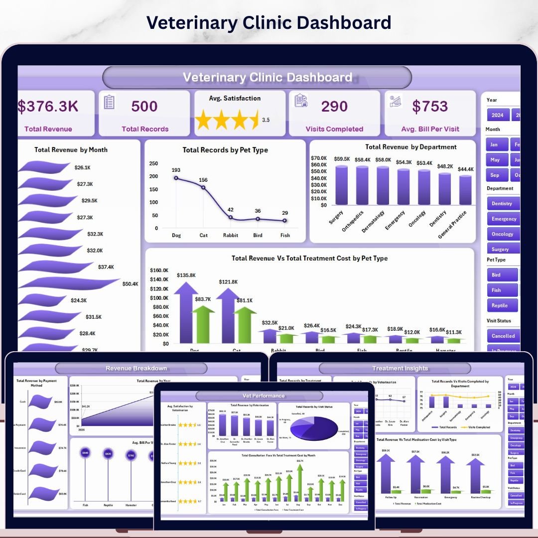 Veterinary Clinic Dashboard in Excel