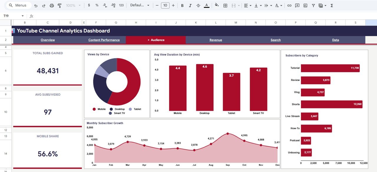 YouTube Channel Analytics Dashboard - Audience