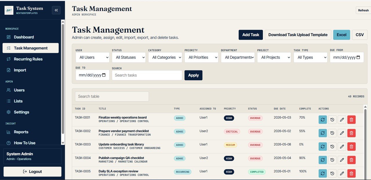 Advanced Task Management System task management page