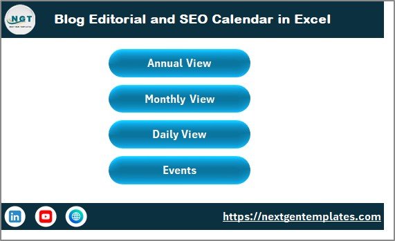 Blog Editorial and SEO Calendar in Excel home sheet
