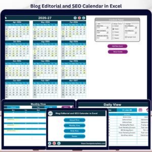 Blog Editorial and SEO Calendar in Excel