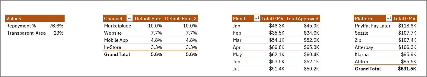 Buy-Now-Pay-Later Platforms Dashboard in Excel - Support Sheet