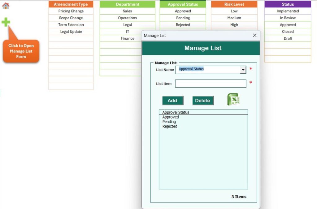 Client Contract Amendment Tracker in Excel - Next Gen Templates