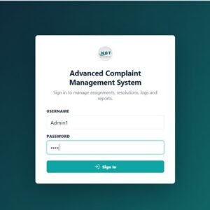 Complaint Management System Web App login page