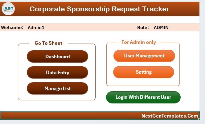 Corporate Sponsorship Request Tracker - Home Page