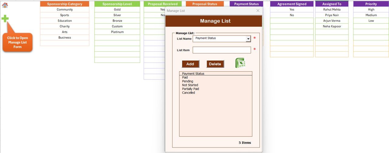 Corporate Sponsorship Request Tracker - Data Entry Form