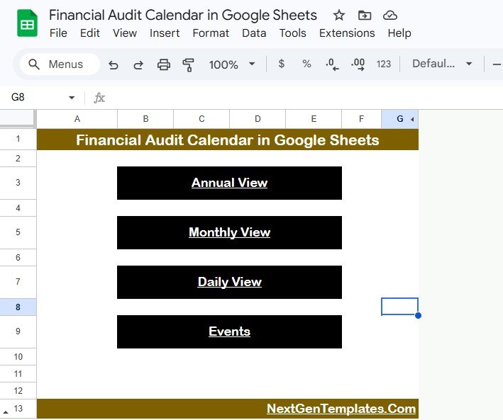 Financial Audit Calendar in Google Sheets