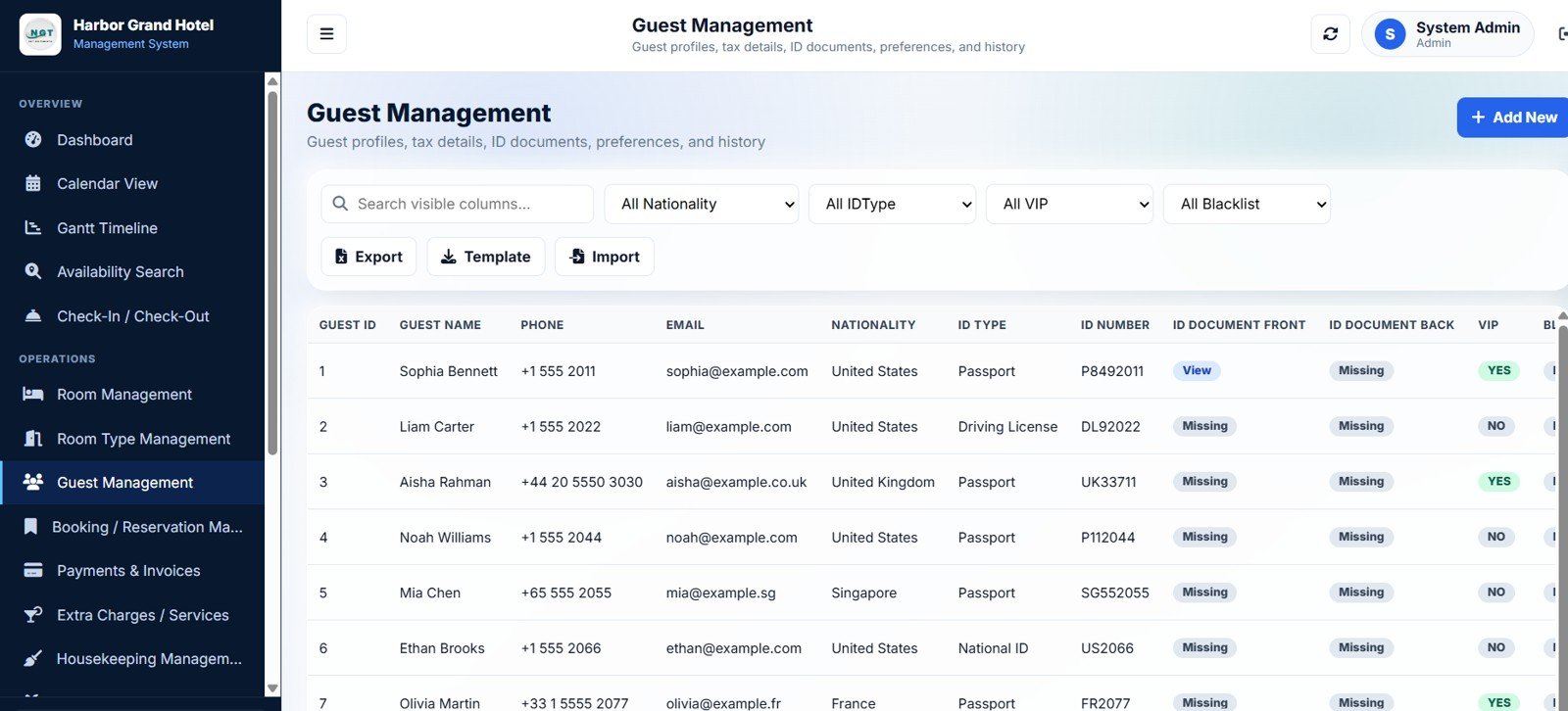 Hotel Booking Management System - Room Type Management