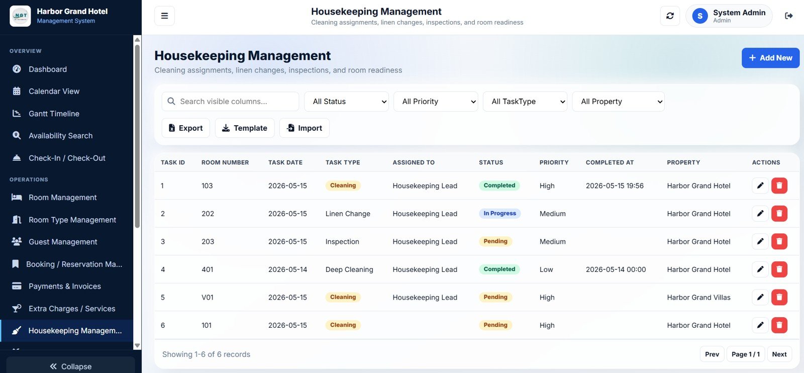 Hotel Booking Management System - Extra Charges and Services