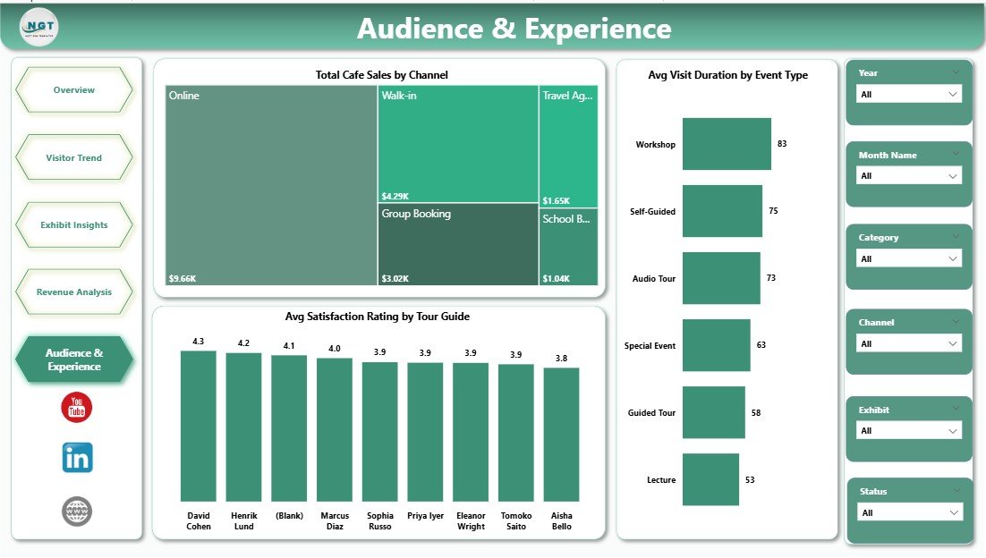 Museum Dashboard in Power BI Audience and Experience page