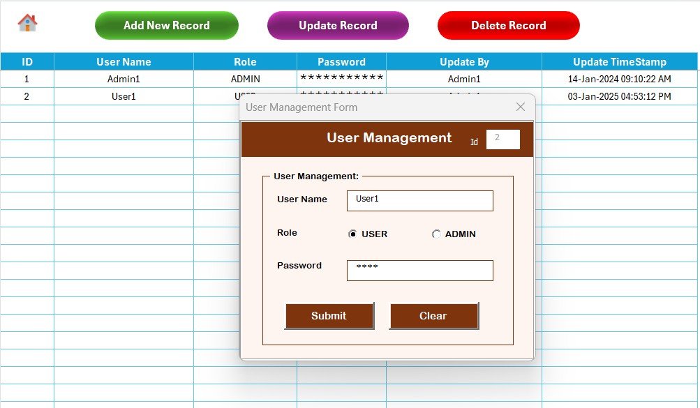 Per Traceries Counseling Tracker in Excel — User Management Sheet