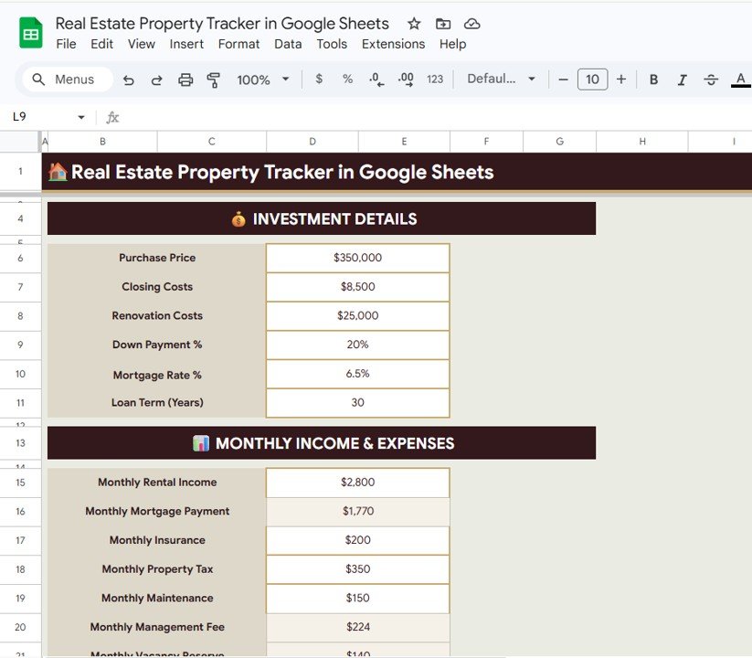 Real Estate Property Tracker - Investment Calculator