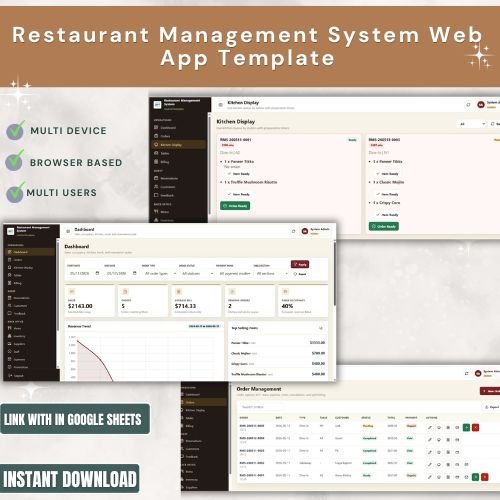Restaurant Management System Web App Template