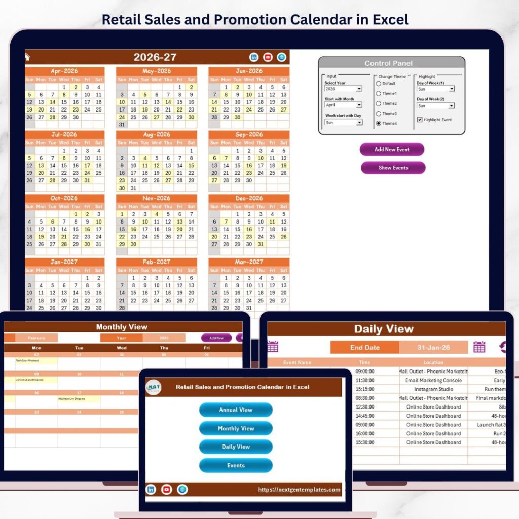 Retail Roster Calendar Tax Filing Calendar in Excel - Next Gen Templates