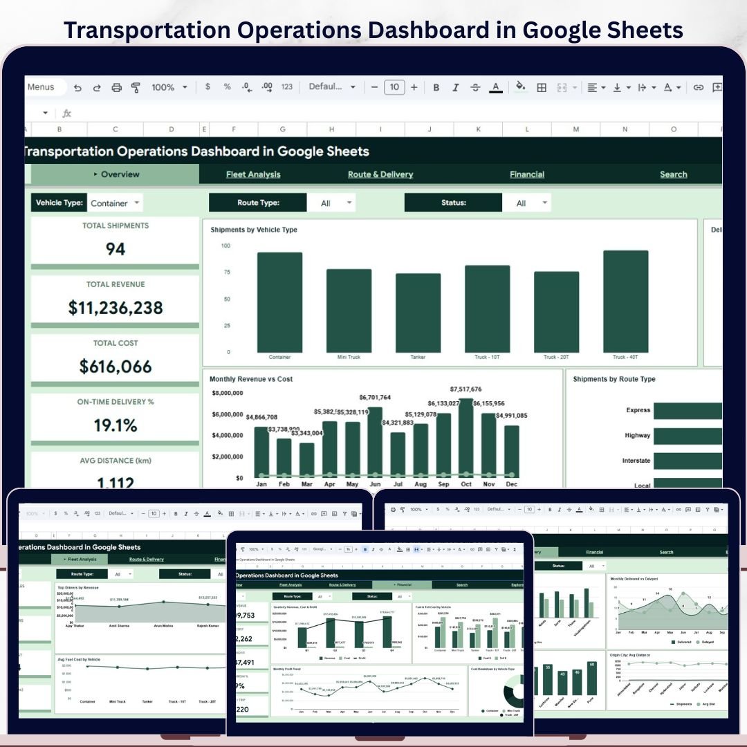 Transportation Operations Dashboard in Google Sheets