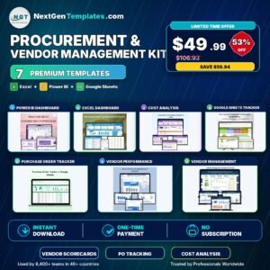 Procurement and Vendor Management Kit – 7 Premium Templates (Excel + Power BI + Google Sheets)