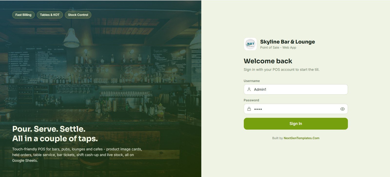 Bar POS System Web App