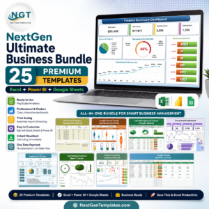 NextGen Ultimate Business Bundle – 25 Premium Templates (Excel + Power BI + Google Sheets)