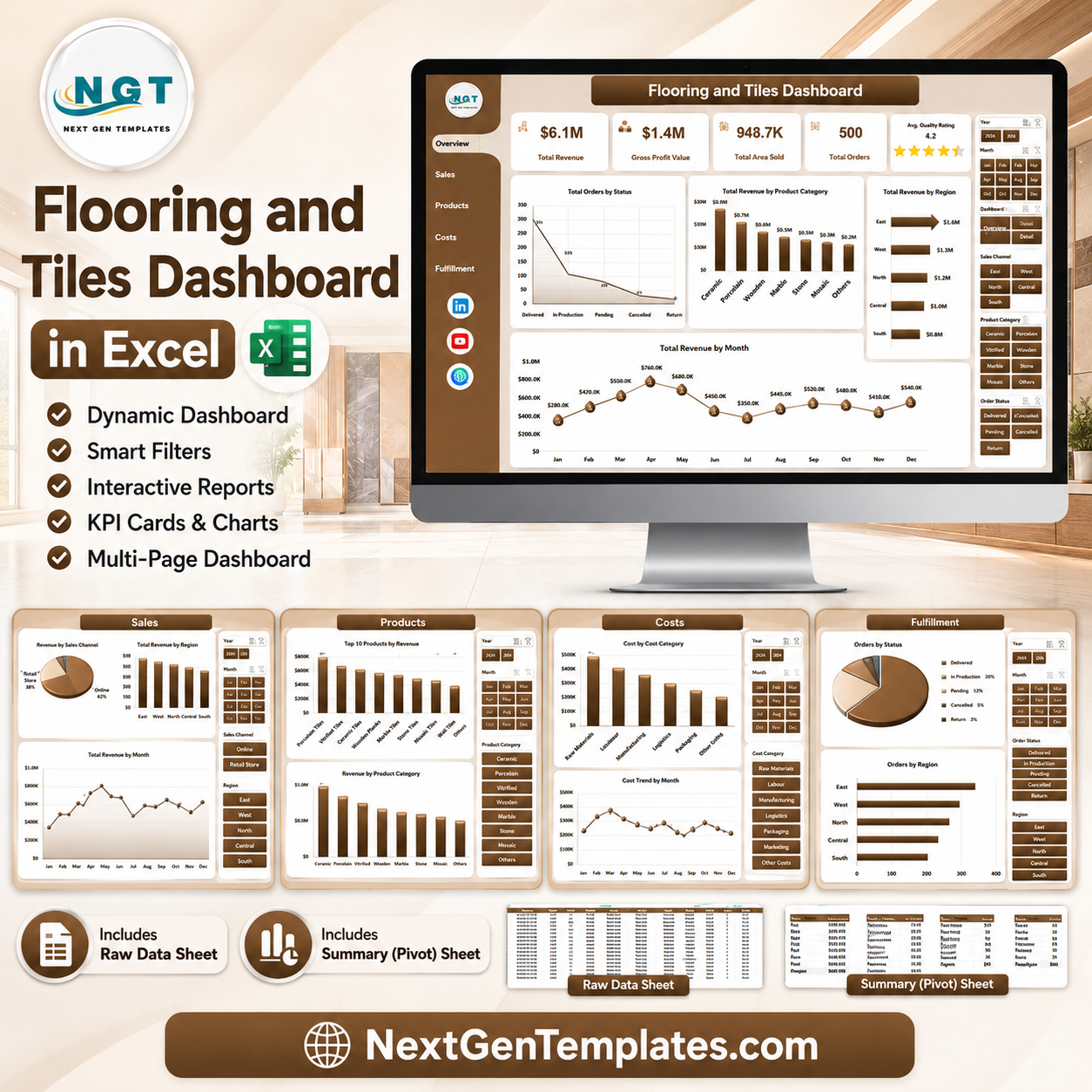 Flooring and Tiles Dashboard in Excel