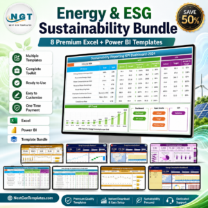 Energy & ESG Sustainability Bundle – 8 Premium Excel + Power BI Templates (Save 50%)