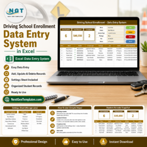 Driving School Enrollment Data Entry System in Excel