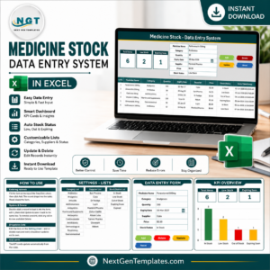 Medicine Stock Data Entry System in Excel