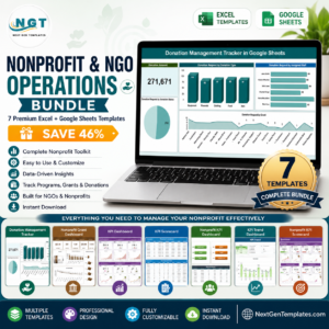 Nonprofit & NGO Operations Bundle – 7 Premium Excel + Google Sheets Templates (Save 46%)